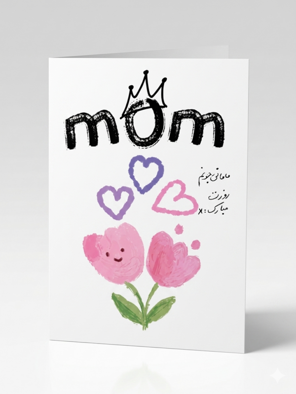 Mom Crown & Hearts Floral Greeting Card