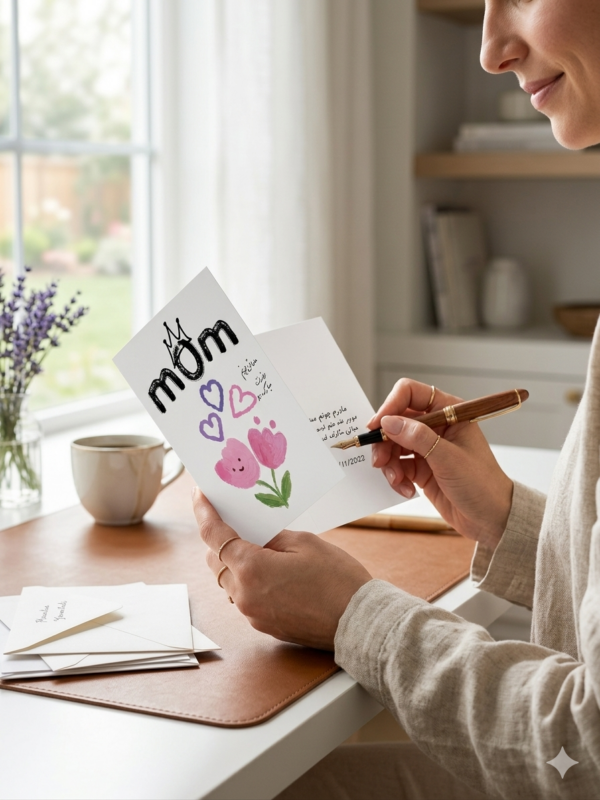 Mom Crown & Hearts Floral Greeting Card