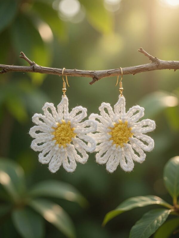 Crochet Daisy Earrings