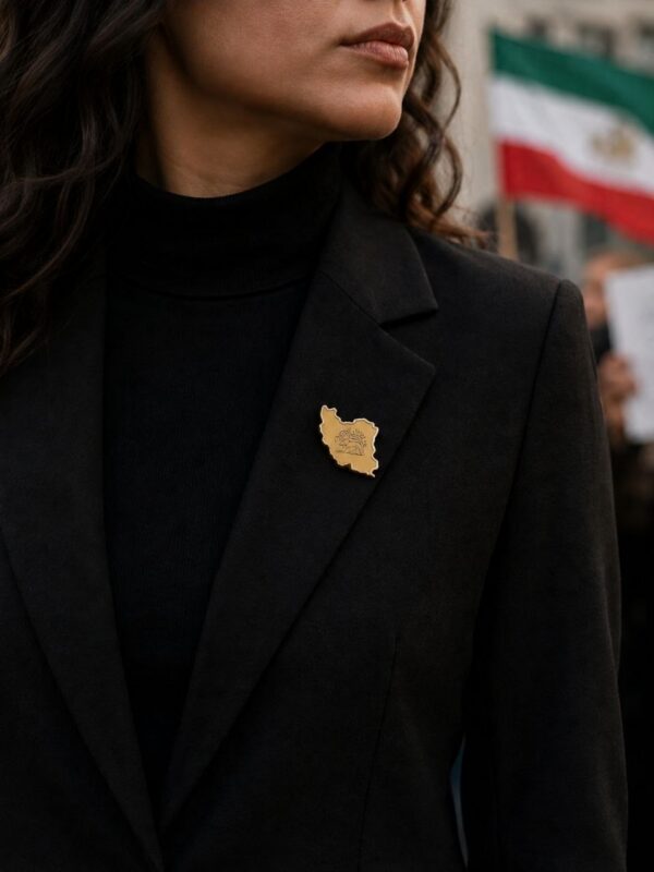 Iran Map Pin — Lion & Sun (Gold Badge)