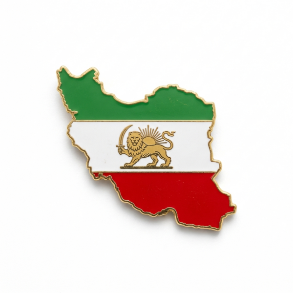 سنجاق‌سینه (پین) نقشه ایران با طرح شیر و خورشید