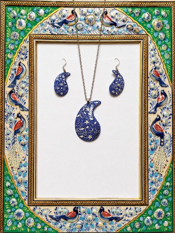 Minakari Earrings – Blue Paisley