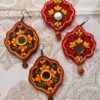 Group photograph of two yellow floral embroidered earring designs