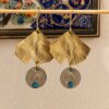 Handmade Copper Earrings – Golden Fan & Coin