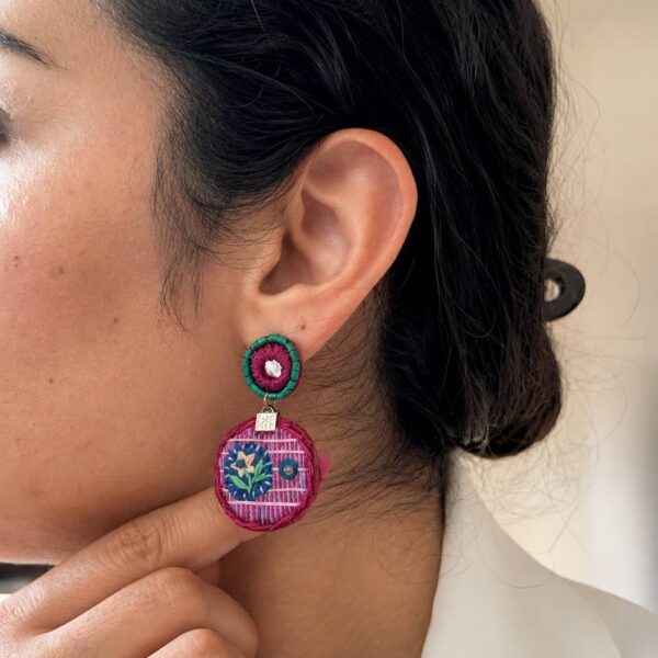 photo_2026-09-01_19-40-35 Handmade Magenta Garden embroidered earrings with colorful floral details