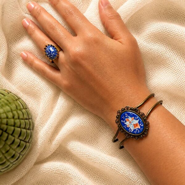 photo_2026-09-01_19-46-20 Blue Bloom Minakari bracelet and ring with floral design