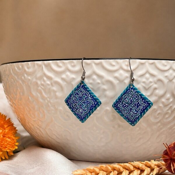 photo_2026-09-02_15-54-20 Handmade Persian Tile ceramic earrings with turquoise and deep blue geometric patterns