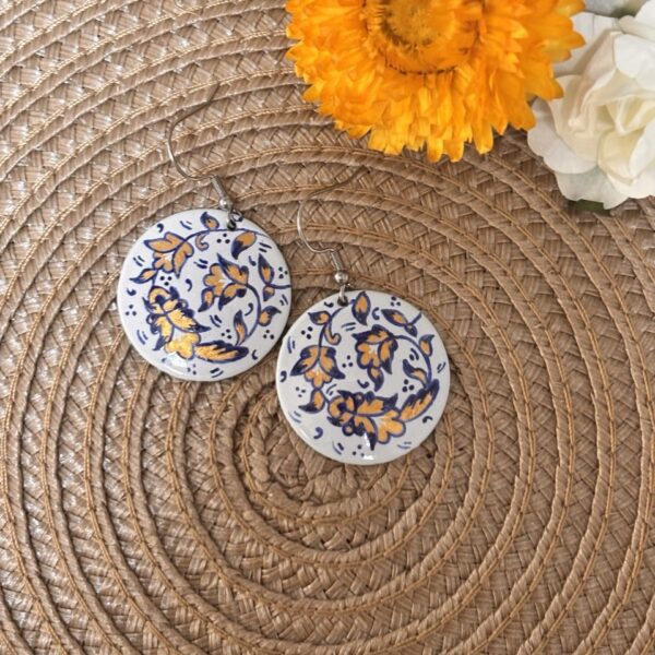 photo_2026-09-02_15-54-39 Handmade Amber Blossom ceramic earrings with orange and golden floral details