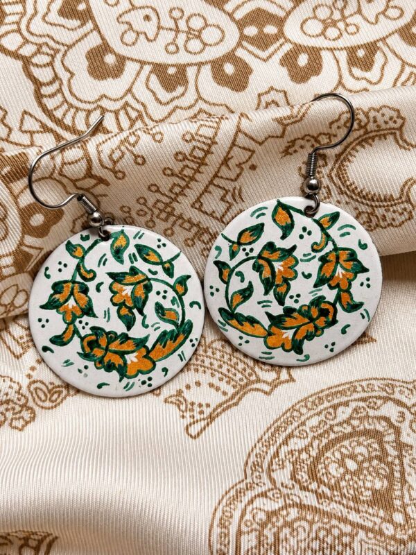 Handmade Ceramic Earrings – Amber Blossom