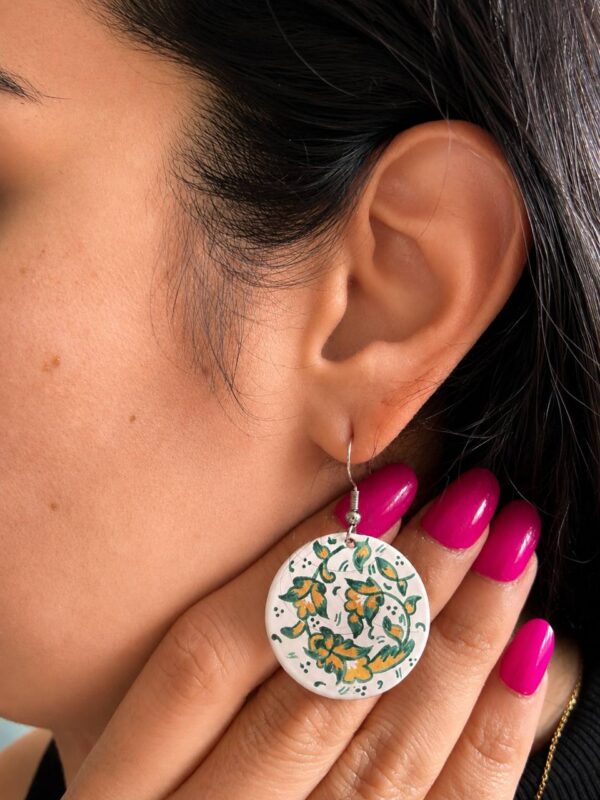 Handmade Ceramic Earrings – Amber Blossom